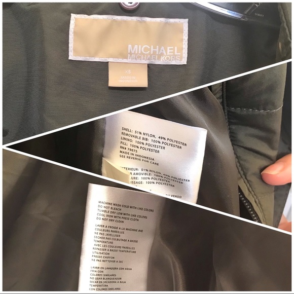 Michael Kors CONVERTIBLE green utility jacket coat - Picture 8 of 8